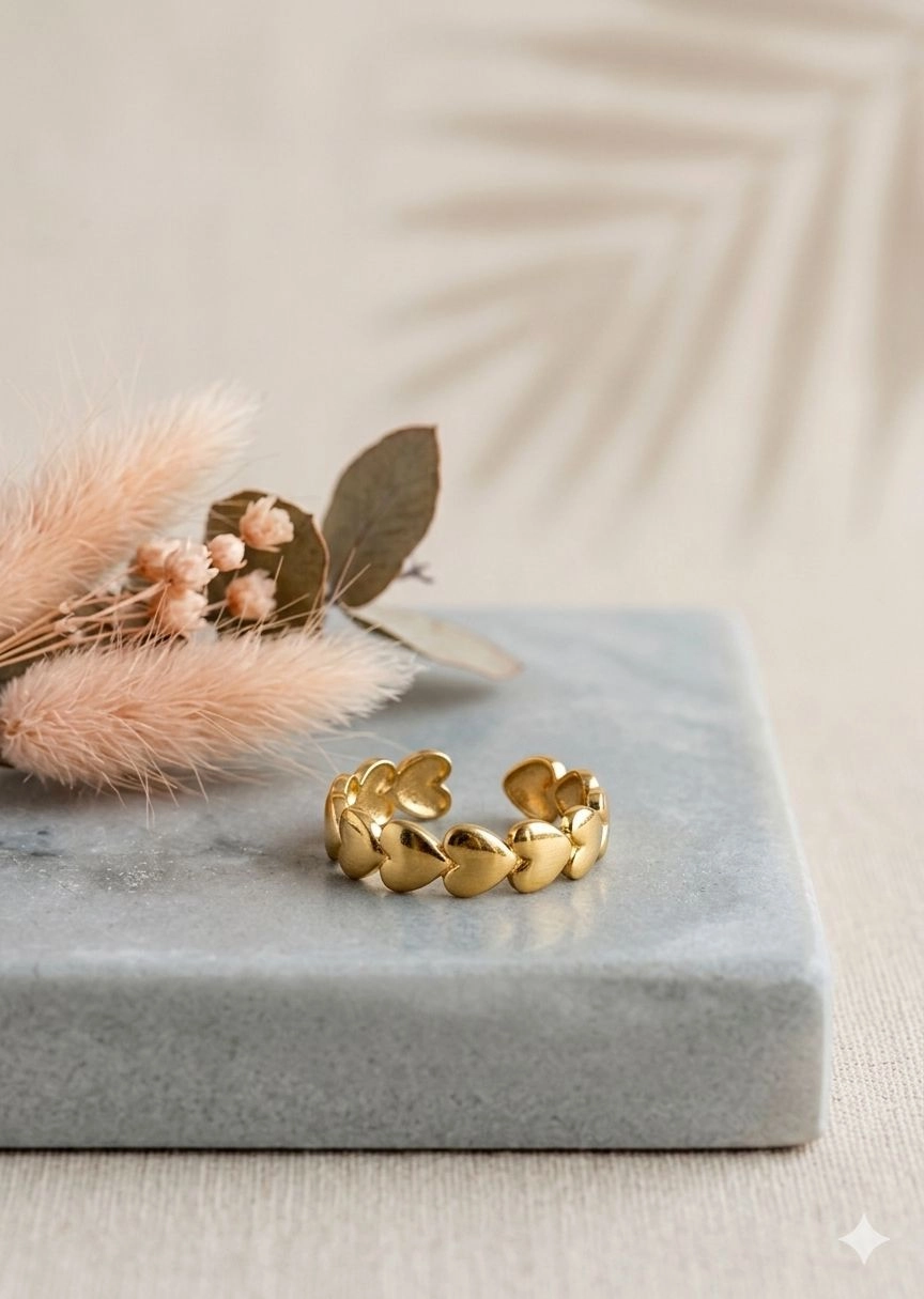 Golden heart ring