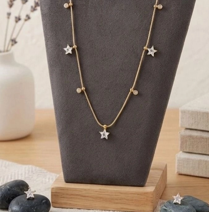 Celestial Radiance Star Necklace with Earrings