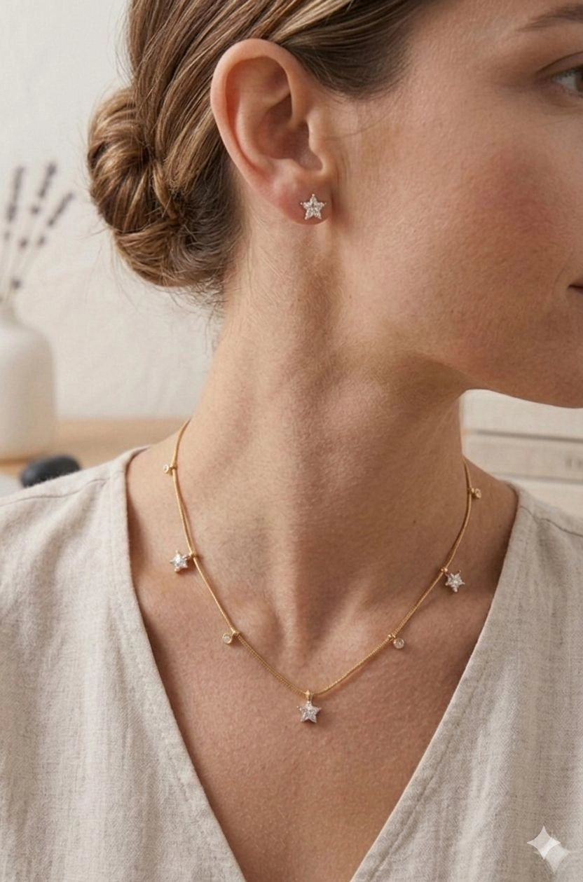 Celestial Radiance Star Necklace with Earrings 2